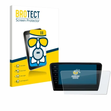 Parte frontale di una confezione del prodotto con il logo del marchio BROTECT. Accanto è raffigurato il dispositivo Skoda Octa