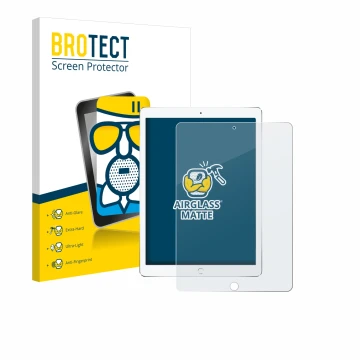 Parte frontale di una confezione del prodotto con il logo del marchio BROTECT. Accanto è raffigurato il dispositivo Apple iPad