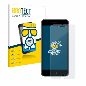 Parte frontale di una confezione del prodotto con il logo del marchio BROTECT. Accanto è raffigurato il dispositivo Apple iPho