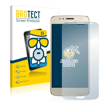 Parte frontale di una confezione del prodotto con il logo del marchio BROTECT. Accanto è raffigurato il dispositivo Motorola M