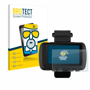Parte frontale di una confezione del prodotto con il logo del marchio BROTECT. Accanto è raffigurato il dispositivo Garmin For