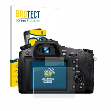 Parte frontale di una confezione del prodotto con il logo del marchio BROTECT. Accanto è raffigurato il dispositivo Sony Cyber