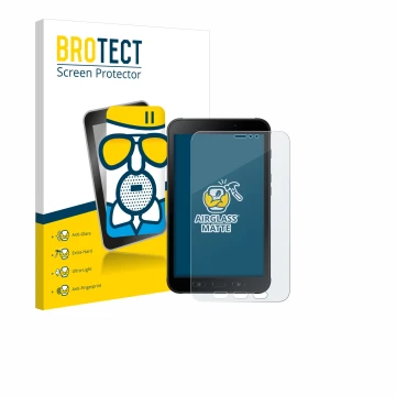Parte frontale di una confezione del prodotto con il logo del marchio BROTECT. Accanto è raffigurato il dispositivo Samsung Ga