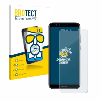 Parte frontale di una confezione del prodotto con il logo del marchio BROTECT. Accanto è raffigurato il dispositivo Honor 9 Li