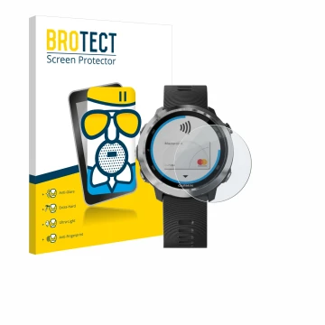 Parte frontale di una confezione del prodotto con il logo del marchio BROTECT. Accanto è raffigurato il dispositivo Garmin For
