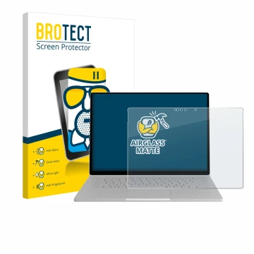 Parte frontale di una confezione del prodotto con il logo del marchio BROTECT. Accanto è raffigurato il dispositivo Microsoft 