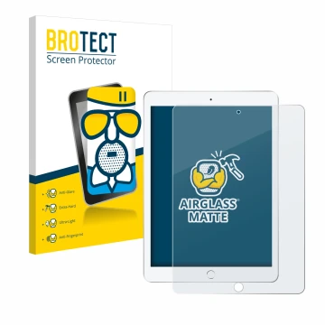 Parte frontale di una confezione del prodotto con il logo del marchio BROTECT. Accanto è raffigurato il dispositivo Apple iPad