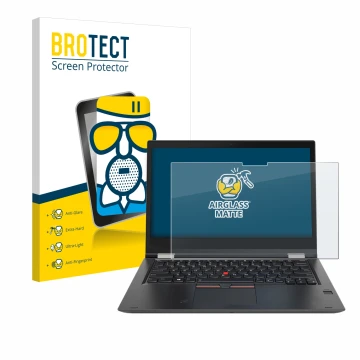 Parte frontale di una confezione del prodotto con il logo del marchio BROTECT. Accanto è raffigurato il dispositivo Lenovo Thi