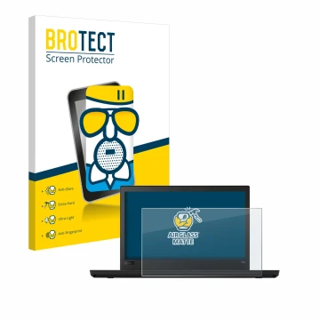 Parte frontale di una confezione del prodotto con il logo del marchio BROTECT. Accanto è raffigurato il dispositivo Lenovo Thi