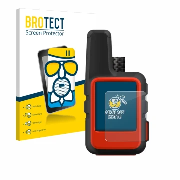 Parte frontale di una confezione del prodotto con il logo del marchio BROTECT. Accanto è raffigurato il dispositivo Garmin inR