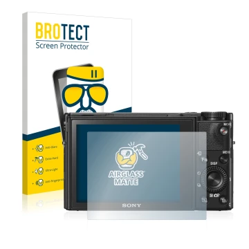 Parte frontale di una confezione del prodotto con il logo del marchio BROTECT. Accanto è raffigurato il dispositivo Sony Cyber