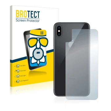 Parte frontale di una confezione del prodotto con il logo del marchio BROTECT. Accanto è raffigurato il dispositivo Apple iPho