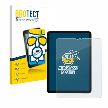 Parte frontale di una confezione del prodotto con il logo del marchio BROTECT. Accanto è raffigurato il dispositivo Apple iPad