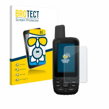 Parte frontale di una confezione del prodotto con il logo del marchio BROTECT. Accanto è raffigurato il dispositivo Garmin GPS