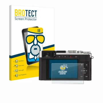 Parte frontale di una confezione del prodotto con il logo del marchio BROTECT. Accanto è raffigurato il dispositivo Leica D-Lu