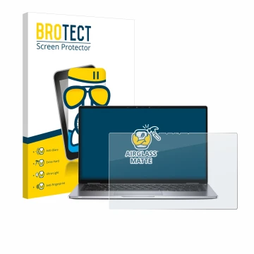 Parte frontale di una confezione del prodotto con il logo del marchio BROTECT. Accanto è raffigurato il dispositivo Dell Latit