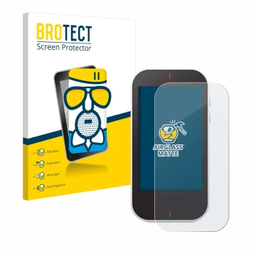 Parte frontale di una confezione del prodotto con il logo del marchio BROTECT. Accanto è raffigurato il dispositivo Garmin App