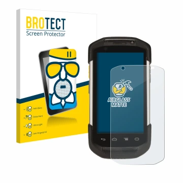 Parte frontale di una confezione del prodotto con il logo del marchio BROTECT. Accanto è raffigurato il dispositivo Zebra TC77