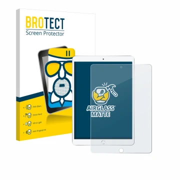 Parte frontale di una confezione del prodotto con il logo del marchio BROTECT. Accanto è raffigurato il dispositivo Apple iPad