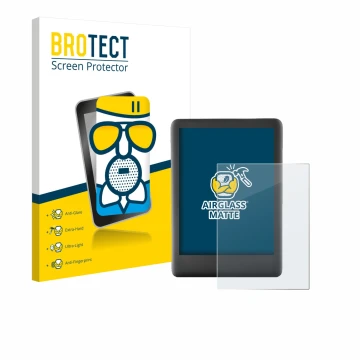 Parte frontale di una confezione del prodotto con il logo del marchio BROTECT. Accanto è raffigurato il dispositivo Amazon Kin