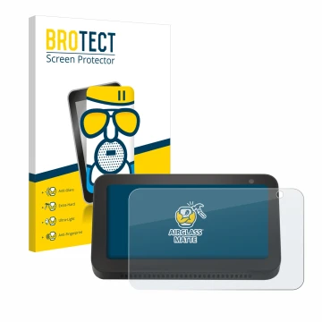 Parte frontale di una confezione del prodotto con il logo del marchio BROTECT. Accanto è raffigurato il dispositivo Amazon Ech