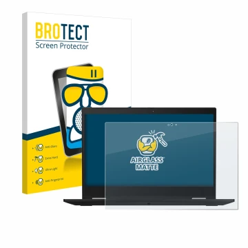 Parte frontale di una confezione del prodotto con il logo del marchio BROTECT. Accanto è raffigurato il dispositivo Lenovo Thi