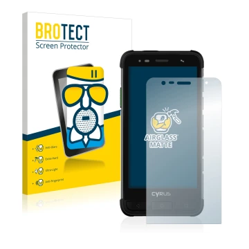 Parte frontale di una confezione del prodotto con il logo del marchio BROTECT. Accanto è raffigurato il dispositivo Cyrus CS45