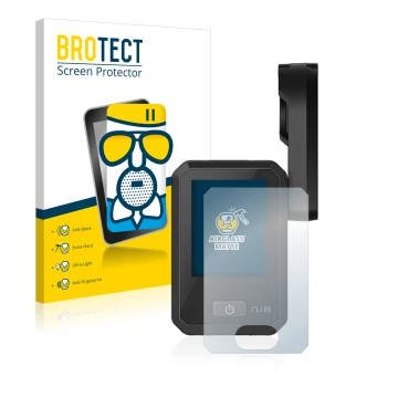 Parte frontale di una confezione del prodotto con il logo del marchio BROTECT. Accanto è raffigurato il dispositivo Flyer Disp