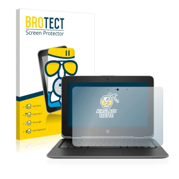 Parte frontale di una confezione del prodotto con il logo del marchio BROTECT. Accanto è raffigurato il dispositivo HP ProBook