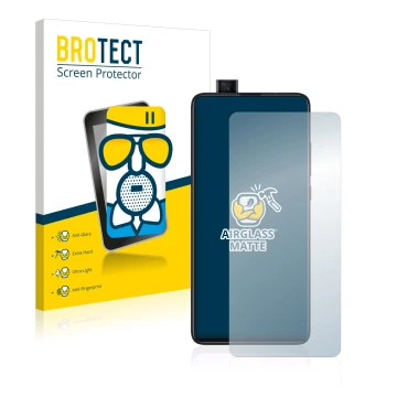 Parte frontale di una confezione del prodotto con il logo del marchio BROTECT. Accanto è raffigurato il dispositivo Xiaomi Mi 