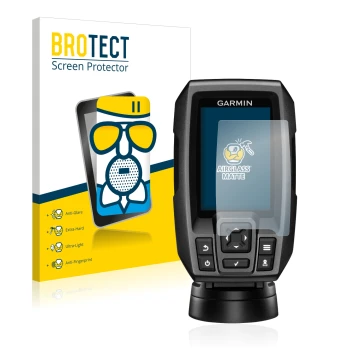 Parte frontale di una confezione del prodotto con il logo del marchio BROTECT. Accanto è raffigurato il dispositivo Garmin Str