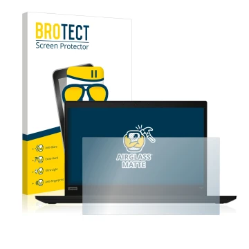 Parte frontale di una confezione del prodotto con il logo del marchio BROTECT. Accanto è raffigurato il dispositivo Lenovo Thi