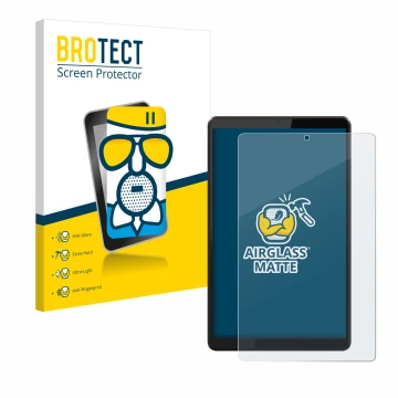 Parte frontale di una confezione del prodotto con il logo del marchio BROTECT. Accanto è raffigurato il dispositivo Lenovo Tab