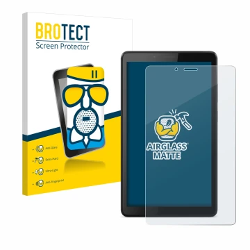 Parte frontale di una confezione del prodotto con il logo del marchio BROTECT. Accanto è raffigurato il dispositivo Lenovo Tab