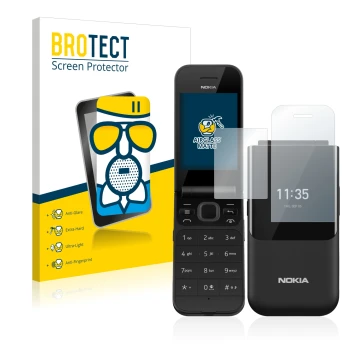 Parte frontale di una confezione del prodotto con il logo del marchio BROTECT. Accanto è raffigurato il dispositivo Nokia 2720