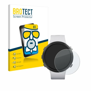 Parte frontale di una confezione del prodotto con il logo del marchio BROTECT. Accanto è raffigurato il dispositivo Garmin Swi