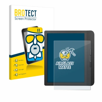 Parte frontale di una confezione del prodotto con il logo del marchio BROTECT. Accanto è raffigurato il dispositivo Tolino Vis