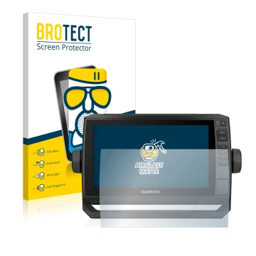 Parte frontale di una confezione del prodotto con il logo del marchio BROTECT. Accanto è raffigurato il dispositivo Garmin ECH