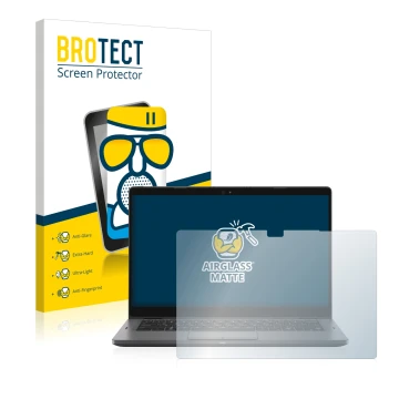 Parte frontale di una confezione del prodotto con il logo del marchio BROTECT. Accanto è raffigurato il dispositivo Dell Latit