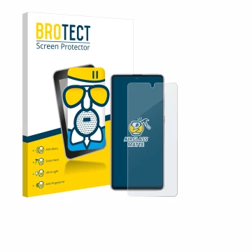 Parte frontale di una confezione del prodotto con il logo del marchio BROTECT. Accanto è raffigurato il dispositivo Samsung Ga