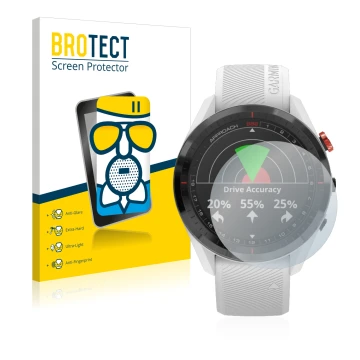 Parte frontale di una confezione del prodotto con il logo del marchio BROTECT. Accanto è raffigurato il dispositivo Garmin App