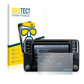 Parte frontale di una confezione del prodotto con il logo del marchio BROTECT. Accanto è raffigurato il dispositivo Volkswagen