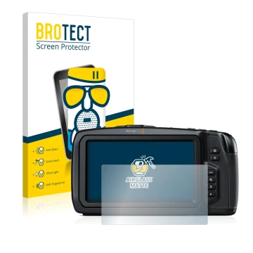 Parte frontale di una confezione del prodotto con il logo del marchio BROTECT. Accanto è raffigurato il dispositivo Blackmagic