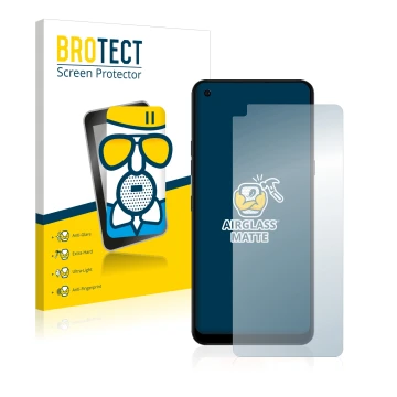 Parte frontale di una confezione del prodotto con il logo del marchio BROTECT. Accanto è raffigurato il dispositivo LG K51S co