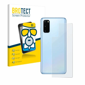 Parte frontale di una confezione del prodotto con il logo del marchio BROTECT. Accanto è raffigurato il dispositivo Samsung Ga