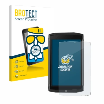 Parte frontale di una confezione del prodotto con il logo del marchio BROTECT. Accanto è raffigurato il dispositivo Crosscall 