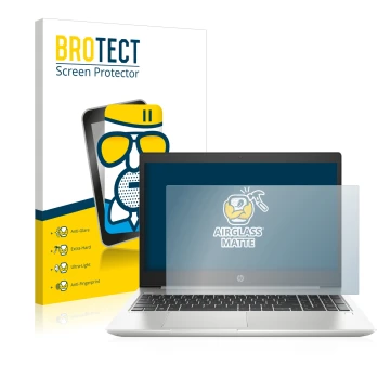 Parte frontale di una confezione del prodotto con il logo del marchio BROTECT. Accanto è raffigurato il dispositivo HP ProBook