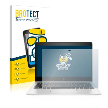 Parte frontale di una confezione del prodotto con il logo del marchio BROTECT. Accanto è raffigurato il dispositivo HP EliteBo