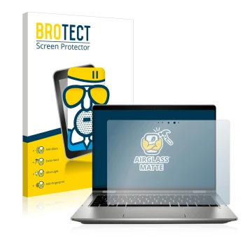 Parte frontale di una confezione del prodotto con il logo del marchio BROTECT. Accanto è raffigurato il dispositivo HP ProBook