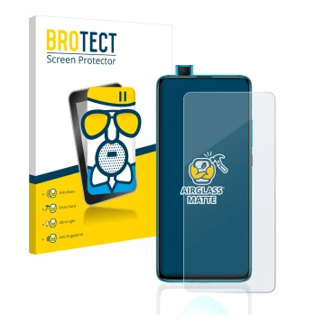 Parte frontale di una confezione del prodotto con il logo del marchio BROTECT. Accanto è raffigurato il dispositivo Xiaomi Poc
